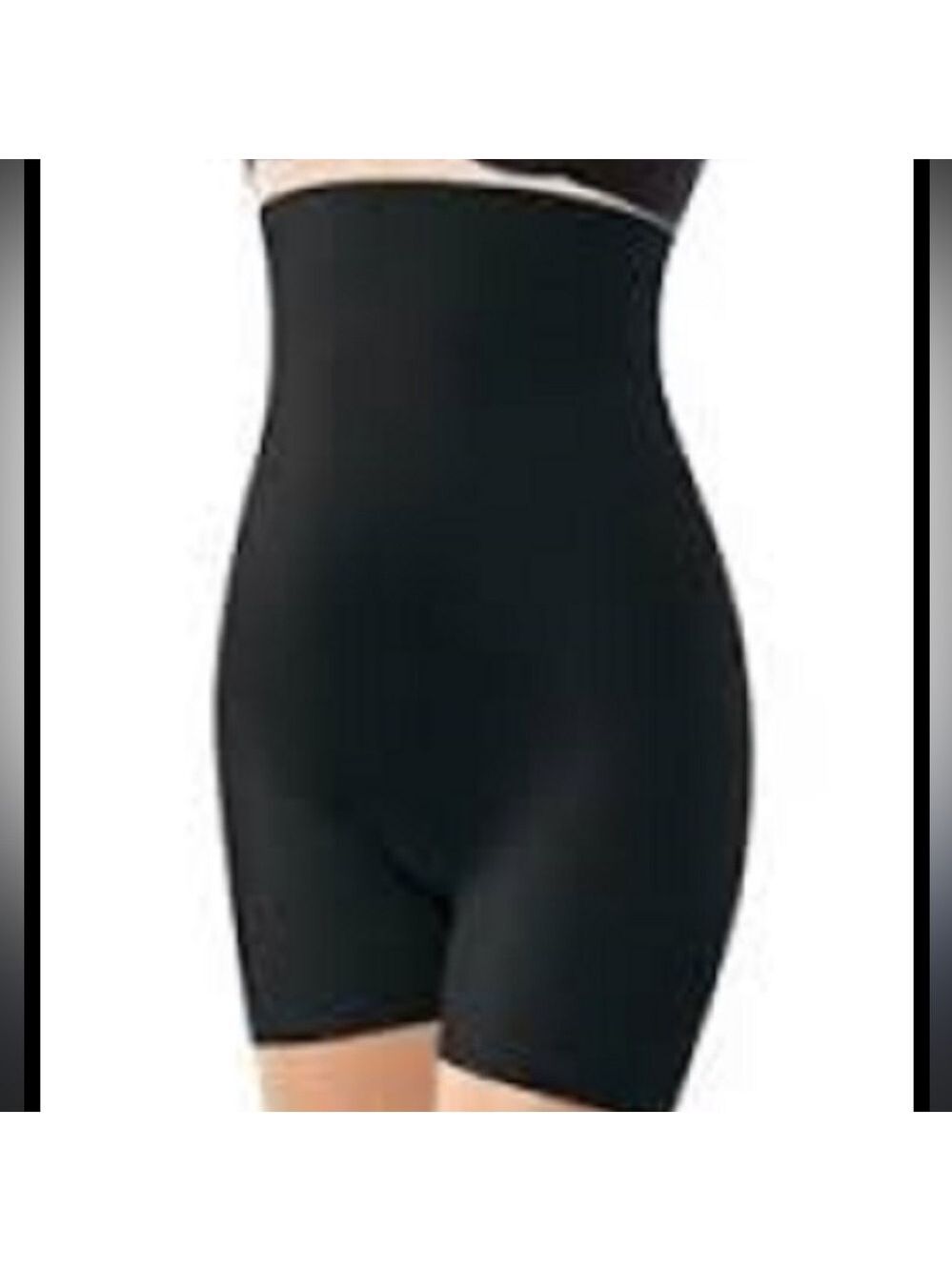 SPANX Slimplicitly high waisted shaper mid thigh shorts black cotton gusset 1X